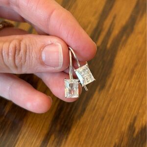 Cubic zirconia emerald cut fake diamond earrings